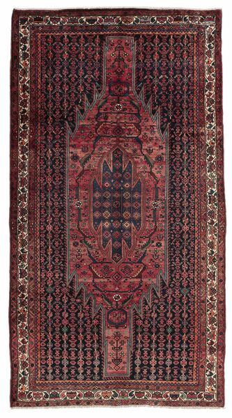 162X305 Kurdi Ghuchan Teppich Orientalischer Läufer Schwarz/Dunkelrot (Wolle, Persien/Iran)