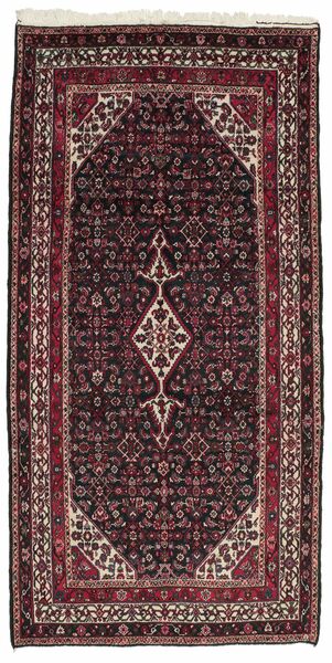 163X327 Hamadan Teppich Orientalischer Läufer Schwarz/Braun (Wolle, Persien/Iran)