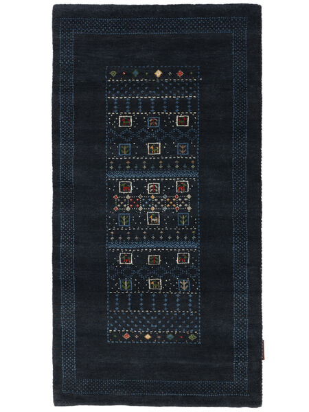  ギャッベ Loribaft 絨毯 70X132 ウール ブラック 小 Carpetvista