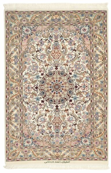  90X140 Isfahan Silkerenning Teppe Brun/Beige Persia/Iran