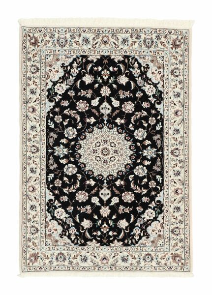 84X120 Tappeto Orientale Nain 6La Nero/Marrone (Lana, Persia/Iran)