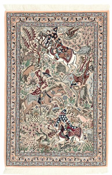  85X125 Isfahan Silkkiloimi Matot Matto Beige/Ruskea Persia/Iran