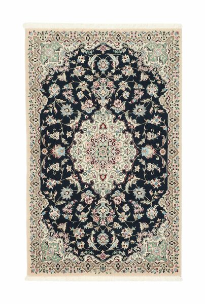  Orientalischer Nain 9La Sherkat Farsh Teppich 90X142 Schwarz/Beige Wolle, Persien/Iran