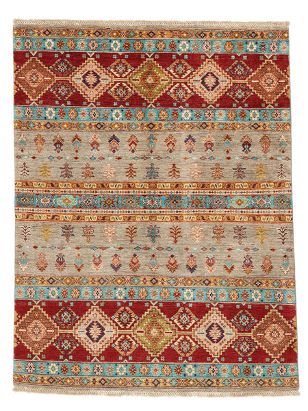 153X200 Shabargan Vloerkleed Modern Bruin/Oranje (Wol, Afghanistan) Carpetvista