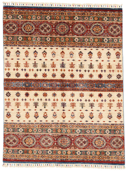  Shabargan Tapete 158X206 Lã Bege/Vermelho Escuro Pequeno Carpetvista