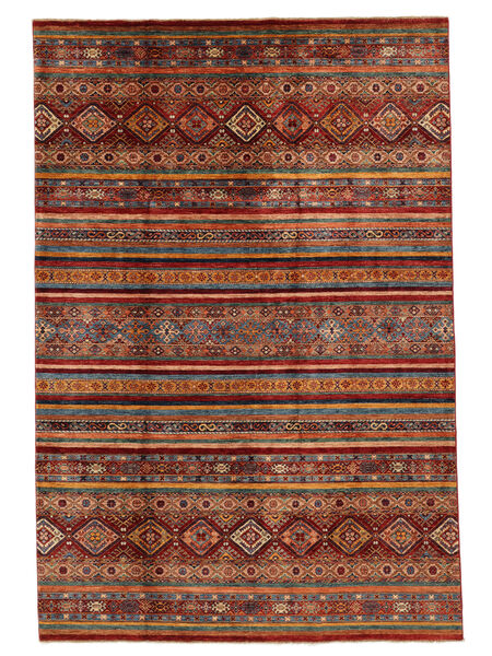  206X300 Shabargan Rug Dark Red/Black Afghanistan Carpetvista