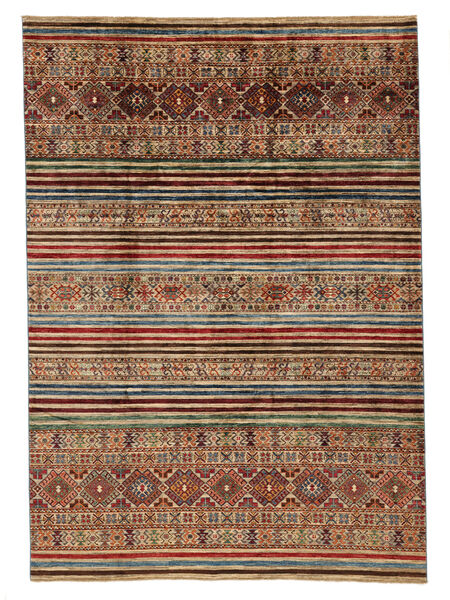 209X294 Shabargan Vloerkleed Modern Bruin/Zwart (Wol, Afghanistan) Carpetvista