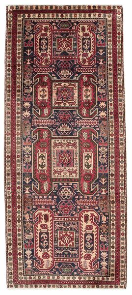 Tappeto Persiano Ardebil 126X305 Passatoie Rosso Scuro/Nero (Lana, Persia/Iran)