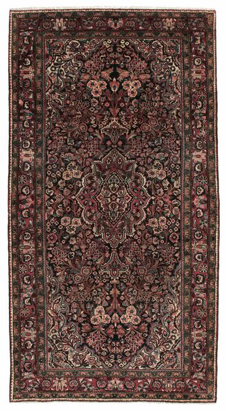 Hamadan Teppich 165X310 Läufer Schwarz/Braun Wolle, Persien/Iran