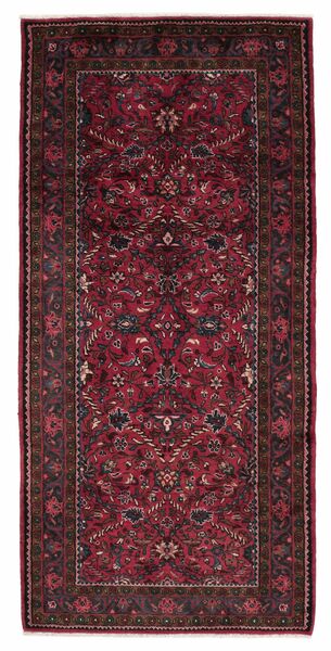 Alfombra Oriental Hamadan 135X285 De Pasillo Negro/Rojo Oscuro (Lana, Persia/Irán)