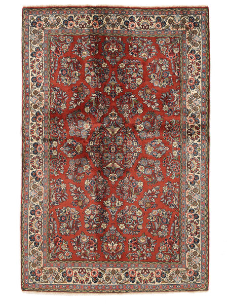 Alfombra Sarough Fine 136X210 Rojo Oscuro/Negro (Lana, Persia/Irán)