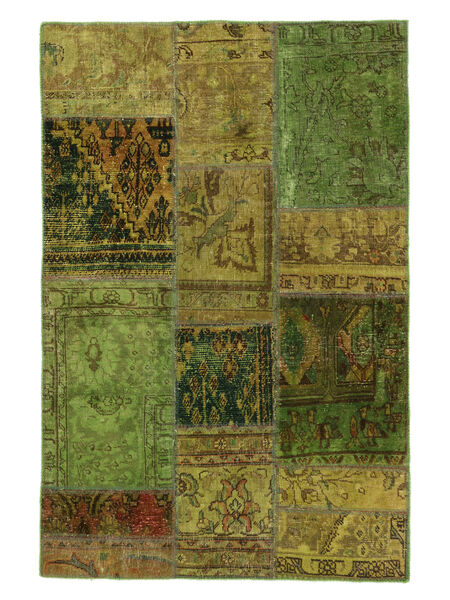  Patchwork Dywan 105X158 Vintage Perski Wełniany Ciemny Żółty/Czarny Mały Carpetvista