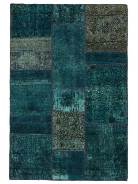 Patchwork Teppich 108X162 Schwarz/Dunkelgrün Wolle, Persien/Iran Carpetvista