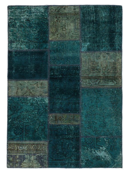 Alfombra Persa Patchwork 107X152 Negro/Verde Oscuro (Lana, Persia/Irán)