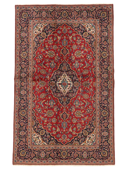 135X218 Tapete Kashan Oriental Vermelho Escuro/Preto (Lã, Pérsia/Irão) Carpetvista