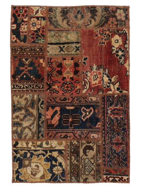  Perzisch Patchwork Vloerkleed 60X90 Zwart/Bruin (Wol, Perzië/Iran)