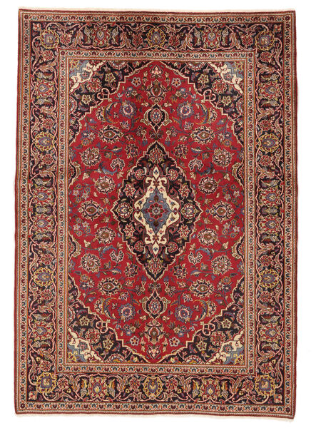  Kashan Tapete 140X204 Persa Lã Vermelho Escuro/Castanho Pequeno Carpetvista