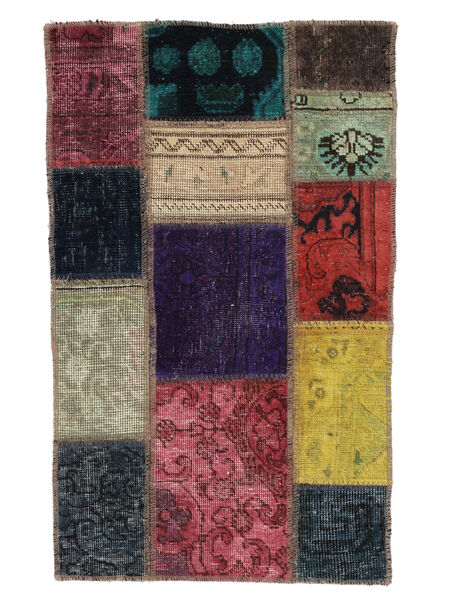 Patchwork Vloerkleed 60X90 Zwart/Donkerrood Wol, Perzië/Iran Carpetvista