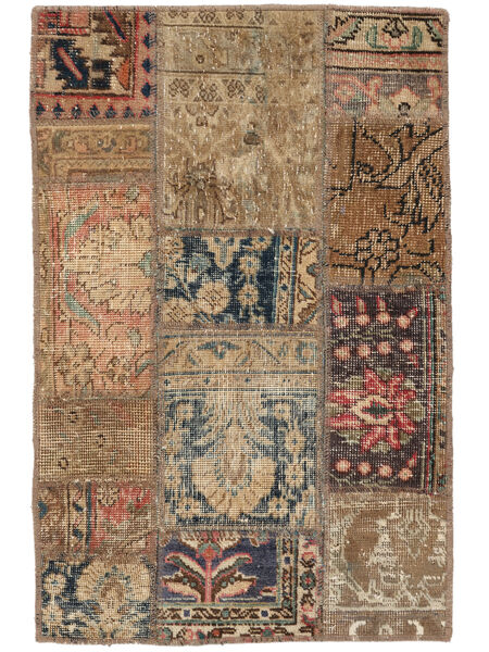 Patchwork Rug 60X90 Brown/Black Wool, Persia/Iran Carpetvista