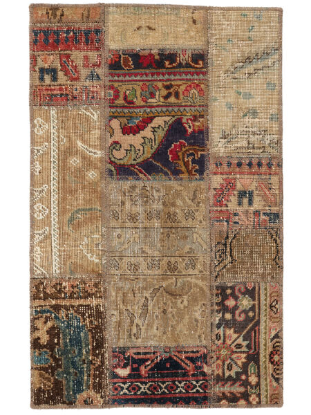 Dywan Patchwork 60X90 Brunatny/Czarny (Wełna, Persja/Iran)