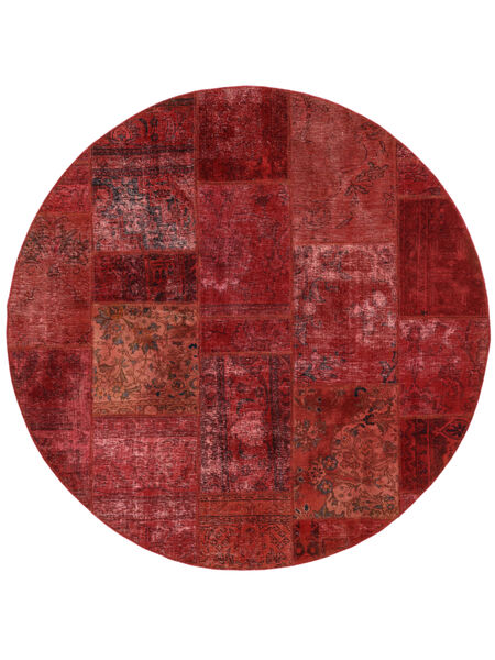  Persian Patchwork Rug Ø 200 Round Dark Red/Black (Wool, Persia/Iran)