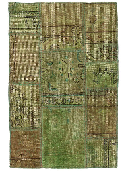 Patchwork Rug 60X90 Dark Green/Brown Wool, Persia/Iran Carpetvista