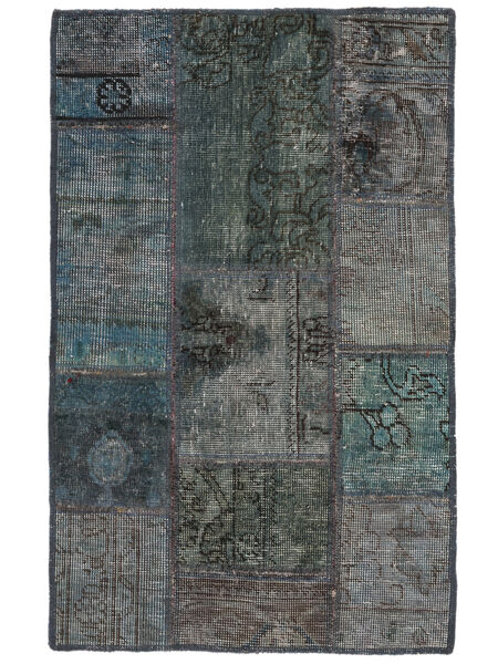 60X90 Patchwork Teppe Moderne Svart/Mørk Grå (Ull, Persia/Iran) Carpetvista