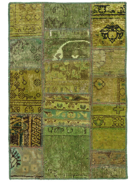 60X90 Tapete Patchwork Moderno Amarelo Escuro/Verde Escuro (Lã, Pérsia/Irão) Carpetvista