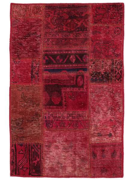 60X90 Tappeto Patchwork Moderno Rosso Scuro/Nero (Lana, Persia/Iran) Carpetvista