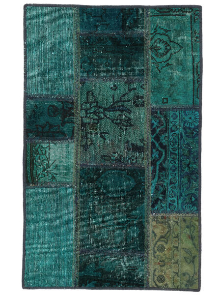  Patchwork Rug 60X90 Vintage Persian Wool Black/Dark Teal Small Carpetvista