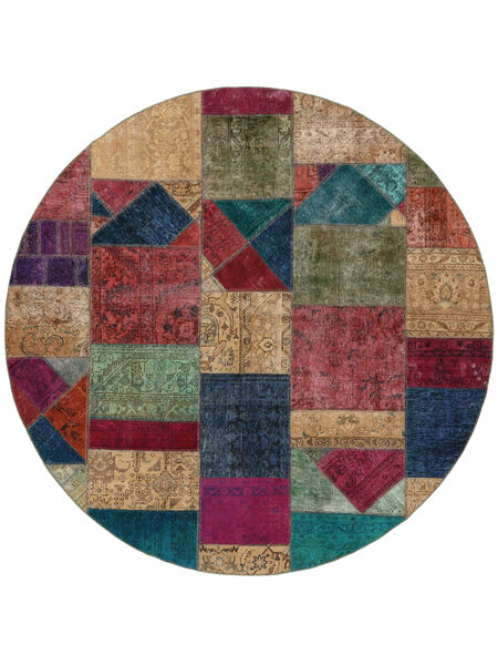 Koberec Perský Patchwork 250X250 Čtvercový Tmavě Červená/Hnědá Velký (Vlna, Persie/Írán)