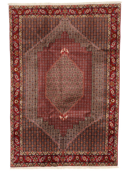  Senneh Fine Alfombra 196X289 Persa De Lana Rojo Oscuro/Negro Carpetvista