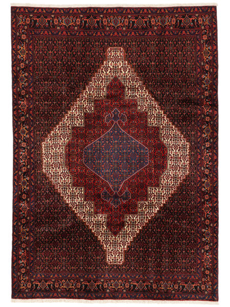 Senneh Fine Rug 212X300 Black/Dark Red Wool, Persia/Iran Carpetvista