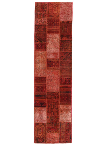 82X309 Tappeto Patchwork Moderno Passatoie Rosso Scuro/Rosso (Lana, Persia/Iran) Carpetvista