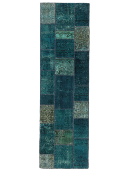 Alfombra Persa Patchwork 77X257 De Pasillo Negro/Verde Oscuro (Lana, Persia/Irán)