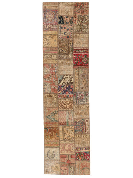 Patchwork Rug 84X312 Runner
 Brown/Orange Wool, Persia/Iran Carpetvista