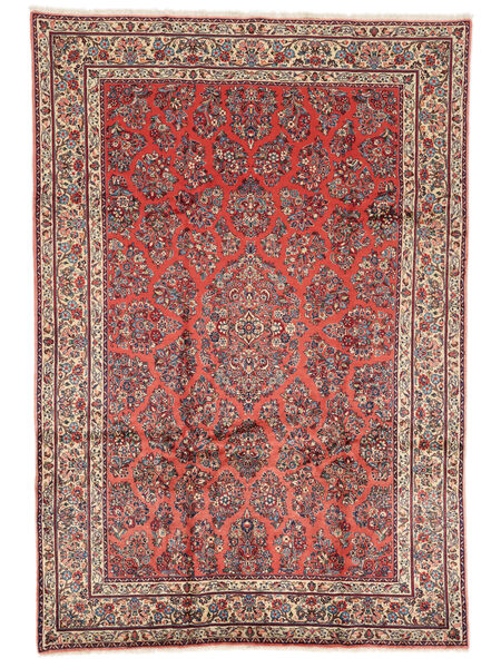 Alfombra Sarough Fine 214X310 Rojo Oscuro/Marrón (Lana, Persia/Irán)