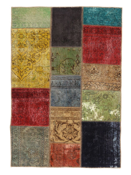  Persischer Patchwork Teppich 104X151 Dunkelgelb/Schwarz (Wolle, Persien/Iran)