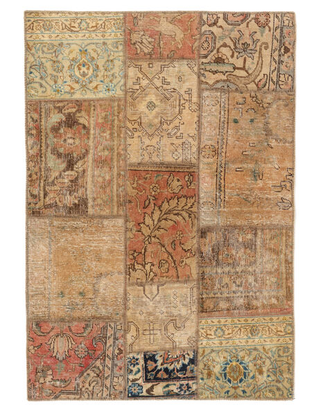 Patchwork Tæppe 105X152 Brun/Orange Uld, Persien/Iran Carpetvista