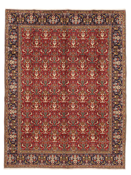  Tabriz Tapete 300X388 Persa Lã Vermelho Escuro/Castanho Grande Carpetvista