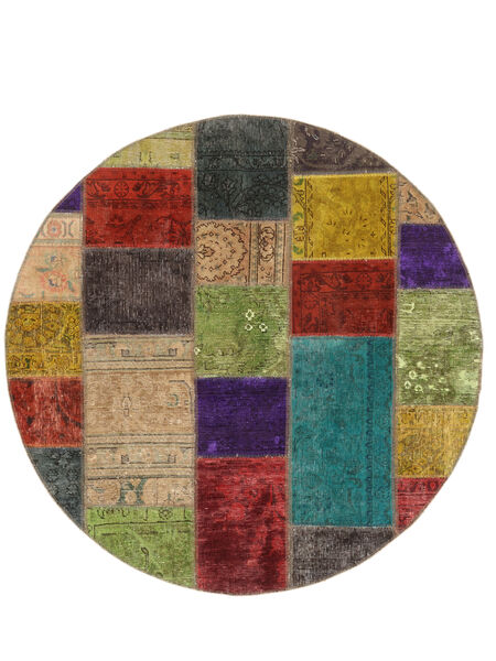  Patchwork Szőnyeg Ø 150 Vintage Perzsa Gyapjúszőnyeg Barna/Fekete Kicsi Carpetvista