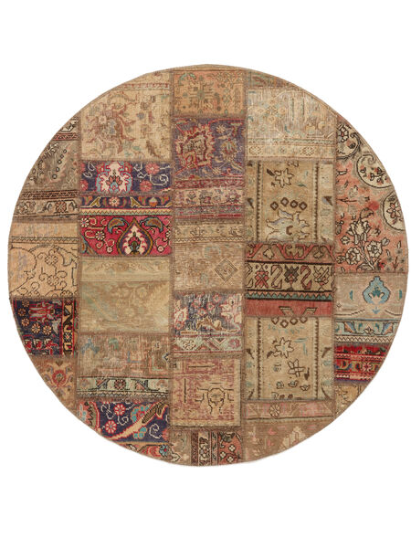 Tappeto Persiano Patchwork Ø 150 Rotondo Marrone/Arancione (Lana, Persia/Iran)