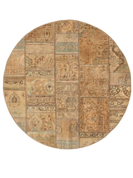 Tappeto Persiano Patchwork Ø 150 Rotondo Marrone/Arancione (Lana, Persia/Iran)