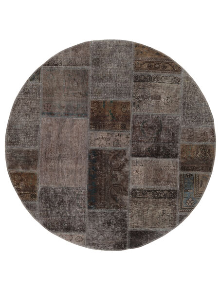 Patchwork Rug Ø 150 Round Black/Brown Wool, Persia/Iran Carpetvista