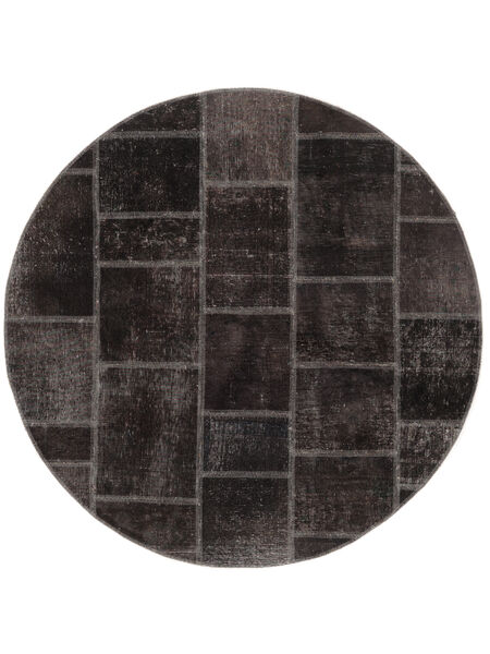  Ø 150 Patchwork Rug Modern Round Black (Wool, Persia/Iran) Carpetvista