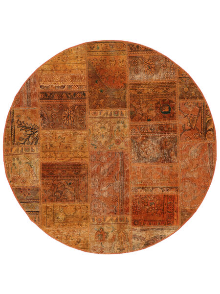 Tappeto Persiano Patchwork Ø 150 Rotondo Marrone/Rosso Scuro (Lana, Persia/Iran)