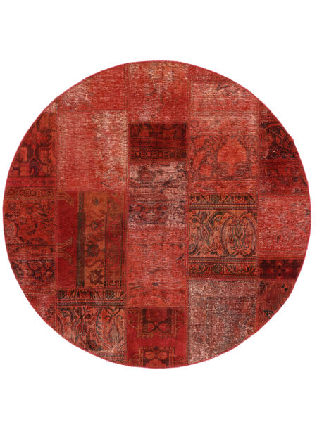  Ø 150 Patchwork Matta Rund Mörkröd/Svart Persien/Iran Carpetvista