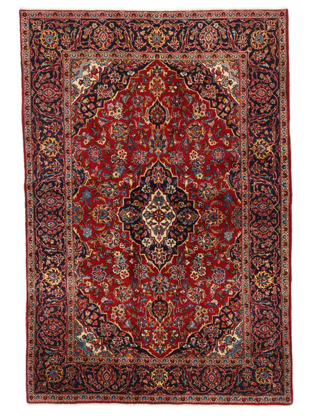 136X200 Keshan Tæppe Orientalsk Mørkerød/Sort (Uld, Persien/Iran) Carpetvista