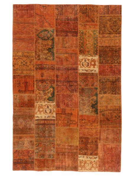 208X318 Tapete Patchwork Moderno Vermelho Escuro/Castanho (Lã, Pérsia/Irão) Carpetvista