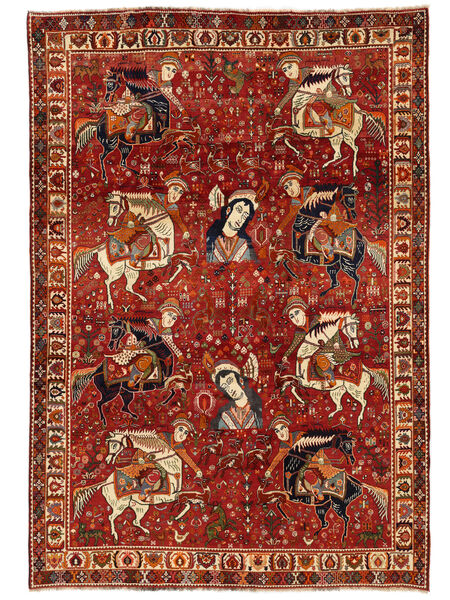 Alfombra Gashgai Fine 221X317 Rojo Oscuro/Negro (Lana, Persia/Irán)